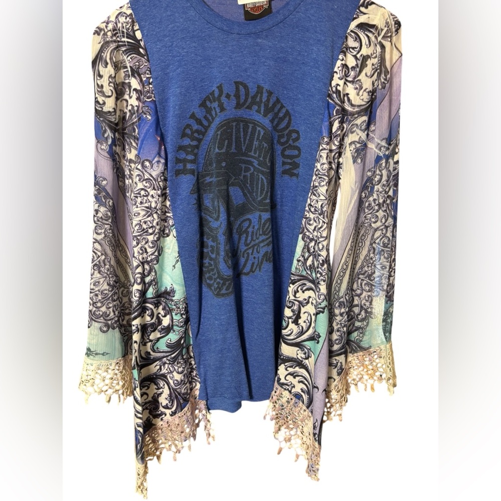 Harley-Davidson Blue Upcycle Rocktop